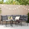 vidaXL Outdoor L-Shaped Sofa Set with Cushions, Black Steel and Textilene view 2