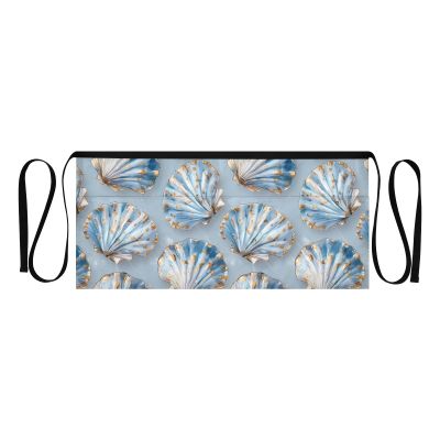 CHIFIGNO Short Apron for Women and Men, 3-Pocket Waiter's Apron, Garden and Florist Apron, Light Blue Shells, One Size