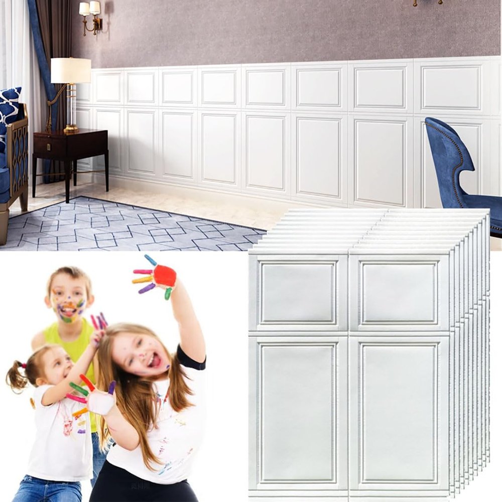 HAILM 10-Pack 3D Self-Adhesive Brick Wall Panels, 70 x 90 cm, Waterproof Stone-Look