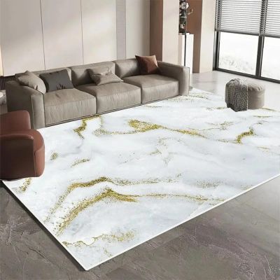 JGGXHM Weier Abstract Marble Rug, Gold Texture, Modern Luxury Decor, 100 x 140 cm