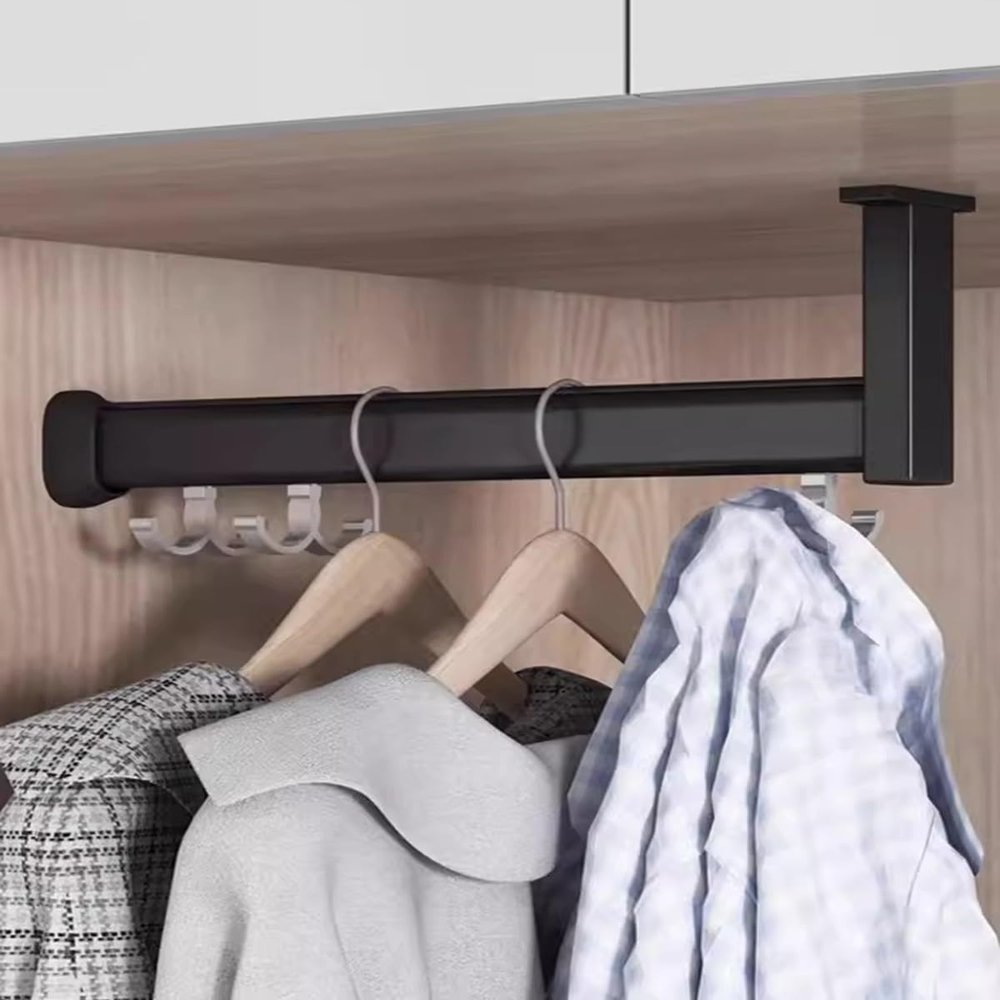 L-Shaped Adjustable-Height Closet Rod, 15–140 cm, Metal, Complete Set