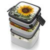 GFLFMXZW Bloom Sunflower Bento Box for Adults, 3-in-1 Stackable Lunch Box with Spoon and Handle view 4