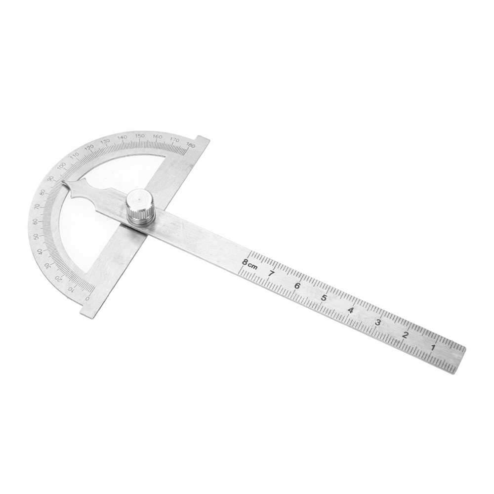 0–180° Stainless Steel Protractor, 15 cm Dual-Purpose Ruler, 150 × 200 mm