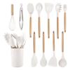 Kitchen Utensil Set with Silicone Heads and Wooden Handles view 1