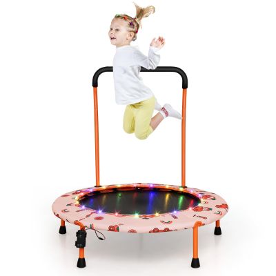 COSTWAY 92 cm Kids' Trampoline with LED Lights, Orange