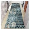 Siunwdiy Washable Runner Rug 70 x 400 cm, Non-Slip, Dark Cyan Moroccan Pattern view 2