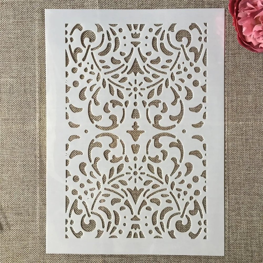 Craft Stencils, 29 cm, A4, Flower Frame, Reusable Painting Stencils for Wood, Canvas, Floors, Walls, Tiles, Fabric, Furniture, Art Projects, Pattern A
