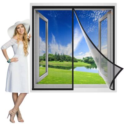 Magnetic Window Screen Curtain 275 x 195 cm, Black, Reinforced