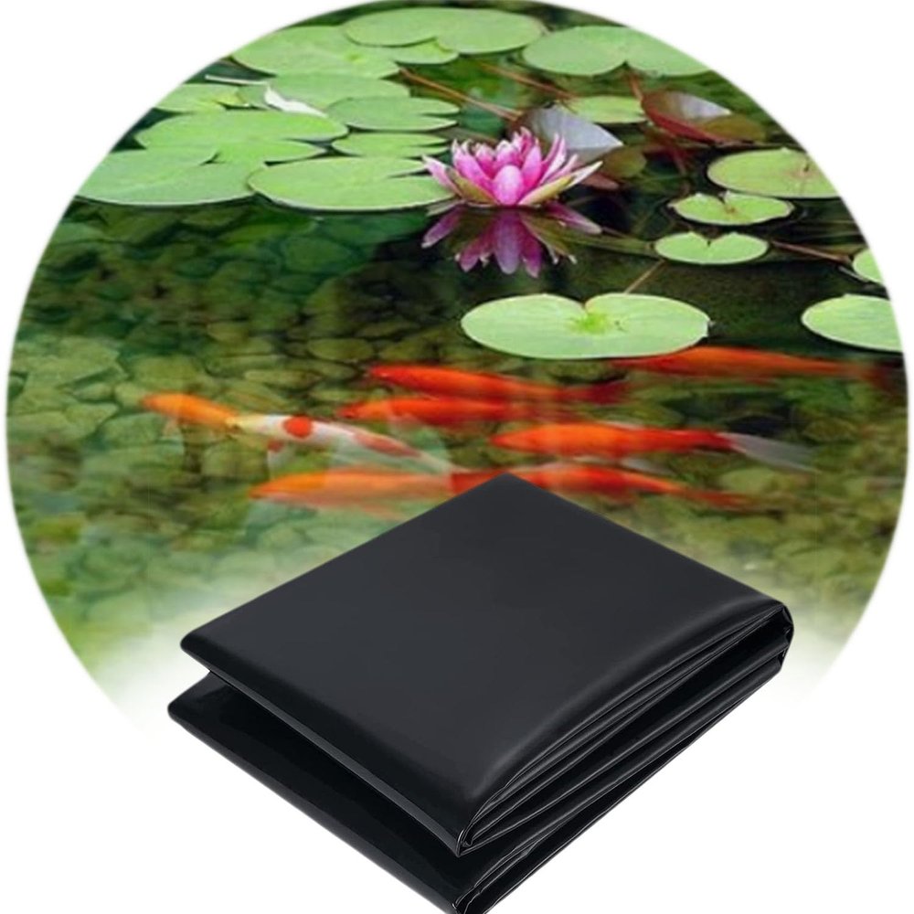 Black HDPE Pond Liner, Easy-Cut Waterproof Membrane for Garden Ponds, Fish Ponds, Streams and Water Gardens, 10 x 33 ft