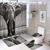 LMNGH Elephant Shower Curtain Set, 4-Piece, Black and White, 72 x 72 in view 1