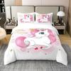 Loussiesd Unicorn Duvet Cover Set, Dreamy Horse Cartoon Design, 200 x 200 cm, 100% Cotton, Pink Princess Style, 3-Piece view 1
