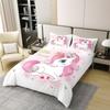 Loussiesd Unicorn Duvet Cover Set, Dreamy Horse Cartoon Design, 200 x 200 cm, 100% Cotton, Pink Princess Style, 3-Piece view 2
