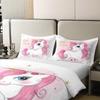 Loussiesd Unicorn Duvet Cover Set, Dreamy Horse Cartoon Design, 200 x 200 cm, 100% Cotton, Pink Princess Style, 3-Piece view 4