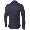 Rrongwn Men's Long-Sleeve Shirt with Angled Button Placket, Lace-Up Detail, Embroidery, Stand Collar, and Asymmetrical Hem view 3