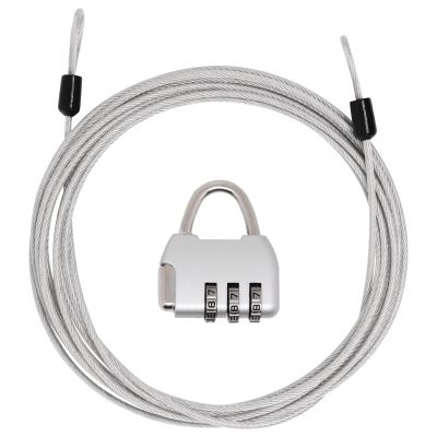 SWZHAI 3 mm Braided Steel Cable Lock, 4.5 m, Vinyl-Coated, 3-Digit Combination, Silver