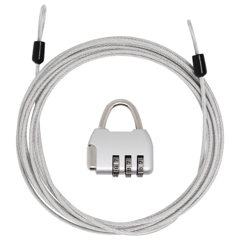 SWZHAI 3 mm Braided Steel Cable Lock, 4.5 m, Vinyl-Coated, 3-Digit Combination, Silver