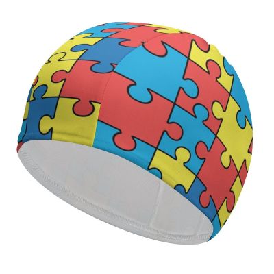 Buytruew Swim Cap for Women and Men with Autism Awareness Puzzle Design