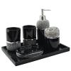 6-Piece Bathroom Countertop Accessory Set with Black and Silver Beads view 1