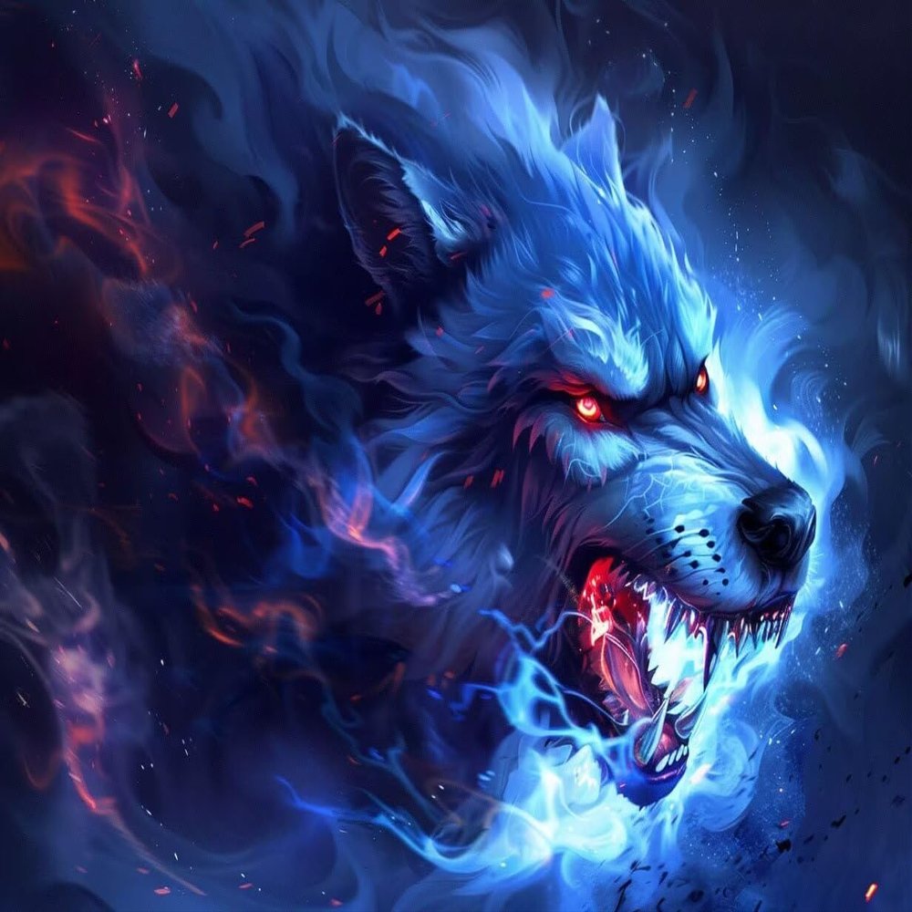 DIY Wolf Diamond Painting Kit, Blue, 30 x 45 cm