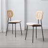 chairus Set of 2 Modern Kitchen Chairs, Rattan Backrest, PU Leather/White view 3
