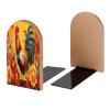 Bookends with Rooster Flowers, Decorative Wooden Bookends for Shelves and Desks, 2-Pack view 2
