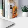 Bookends with Rooster Flowers, Decorative Wooden Bookends for Shelves and Desks, 2-Pack view 3