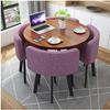 Round Wooden Table and Chair Set, 5-Piece, Purple view 1