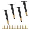 LIGUOYI Metal Furniture Legs, 4-Pack, Tapered, Vertical/Angled, 650 kg Capacity, 20 cm (8 in), Black-Gold view 1