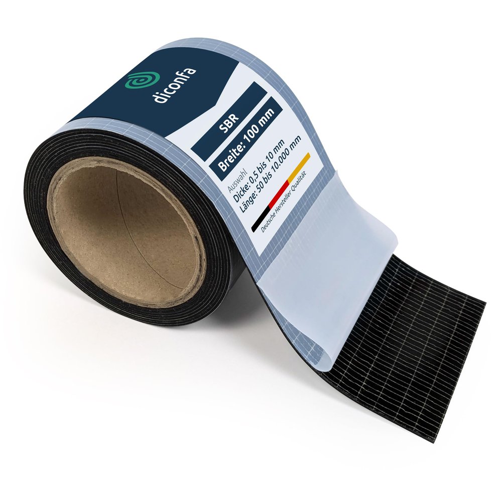 diconfa Self-Adhesive SBR Rubber Strip, 100 mm Wide, 1250 x 5 mm