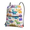 YQxwJL Colorful Cartoon Dinosaur Print Drawstring Gym Bag, Black, One Size view 1