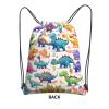 YQxwJL Colorful Cartoon Dinosaur Print Drawstring Gym Bag, Black, One Size view 3