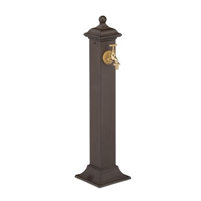 Relaxdays Antique-Style Freestanding Fountain with Faucet, 71 x 17 x 21 cm, Dark Brown