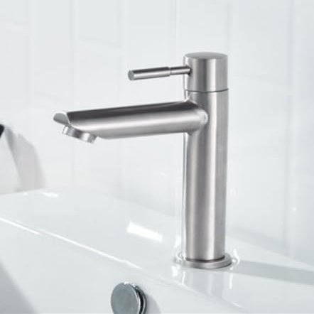 Brushed Black Single-Cold Basin Faucet for Balcony, Mop Sink or Pool, Single-Hole, 4-Point Universal, Straight Spout, Short Brushed Model