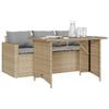 qohoio 2-Piece Garden Dining Set with Cushions, Beige Poly Rattan - 366333 view 3