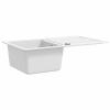 Homgoday Granite Kitchen Sink, Single Bowl with Drainer, Reversible, Cream White view 4