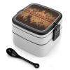 GFLFMXZW Native American Bento Box for Adults, 2-Tier Lunchbox with Spoon and Handle view 1