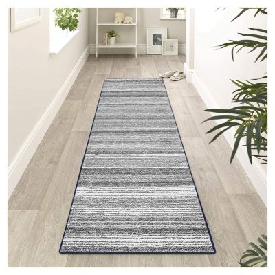 Siunwdiy Gray Abstract Runner Rug, Non-Slip Washable Kitchen Hallway Runner, 60 x 360 cm