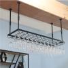 Generic Ceiling-Mounted Bar Wine Rack and Stemware Holder for Kitchen, Black, 120 x 35 cm view 3