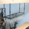 Generic Ceiling-Mounted Bar Wine Rack and Stemware Holder for Kitchen, Black, 120 x 35 cm view 4