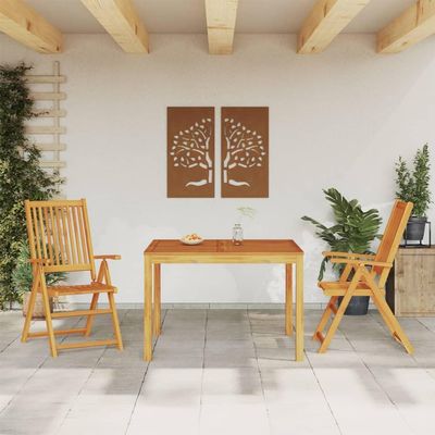 qohoio 3-Piece Garden Dining Set, Table and Chairs, Solid Acacia Wood - 3295255