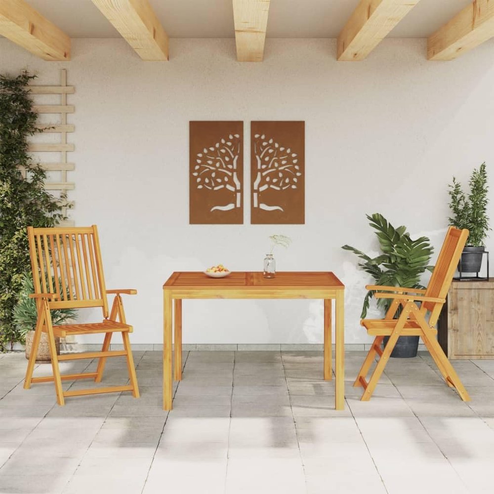 qohoio 3-Piece Garden Dining Set, Table and Chairs, Solid Acacia Wood - 3295255