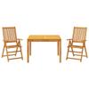 qohoio 3-Piece Garden Dining Set, Table and Chairs, Solid Acacia Wood - 3295255 view 2
