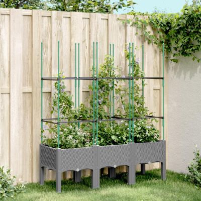 JUDYY Light Gray Planter Box with Trellis, 120 x 40 x 142.5 cm, PP - 367957