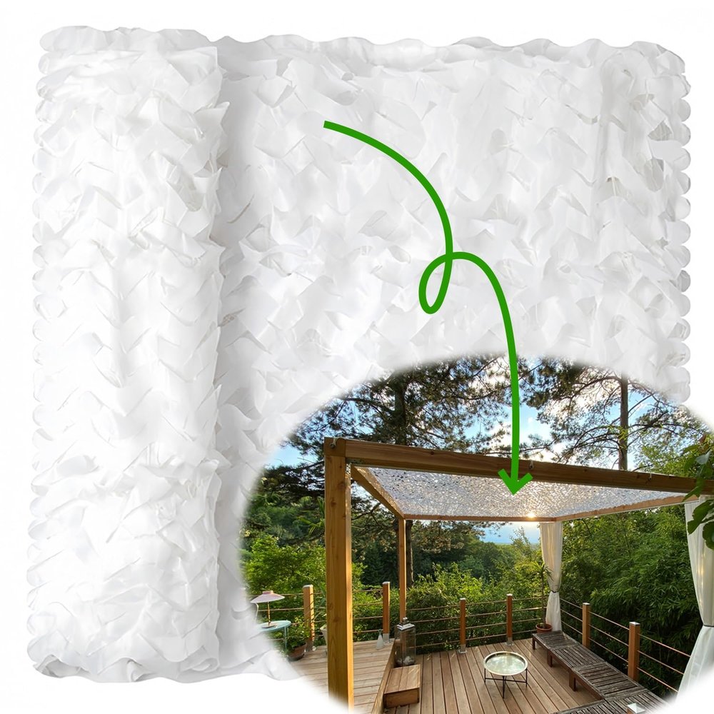 White Camouflage Net Roll, Lightweight Outdoor Shade Net, 3 x 7 m