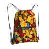 EdWal Drawstring Backpack with Colorful Brick Print, Black, One Size view 2
