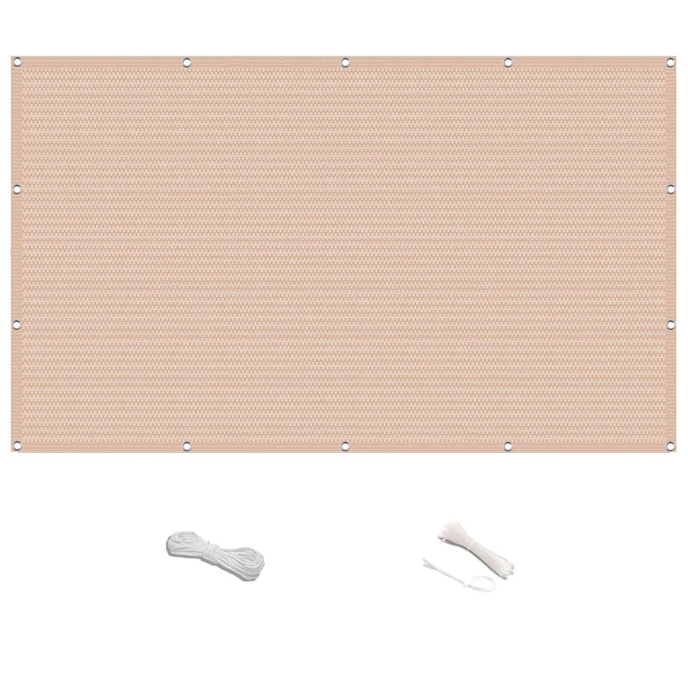 UV-Protection Balcony Privacy Screen 0.55 x 5.4 m, Weatherproof, Cream