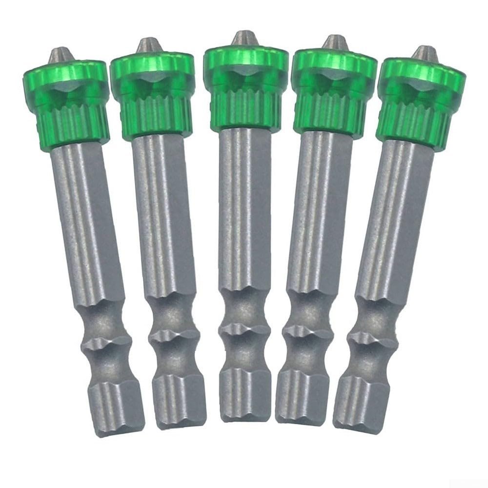 Professional Magnetic PH2 Phillips Bits with Hex Holders, Green