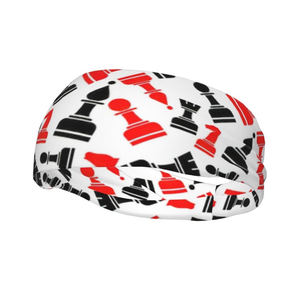 Men's Chess-Pattern Sports Headband, Moisture-Wicking Sweatband