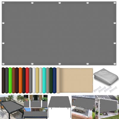 Rectangular Shade Sail 60 x 640 cm, 98% UV Protection, Wind- and Weather-Resistant, Light Gray
