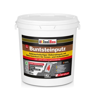 Isolbau Colored Stone Plaster for Interior and Exterior, White/Yellow/Brown/Black, 20 kg